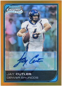 2007 Bowman Chrome Gold Refractors #222 Jay Cutler Signed Rookie Card (#21/50) 